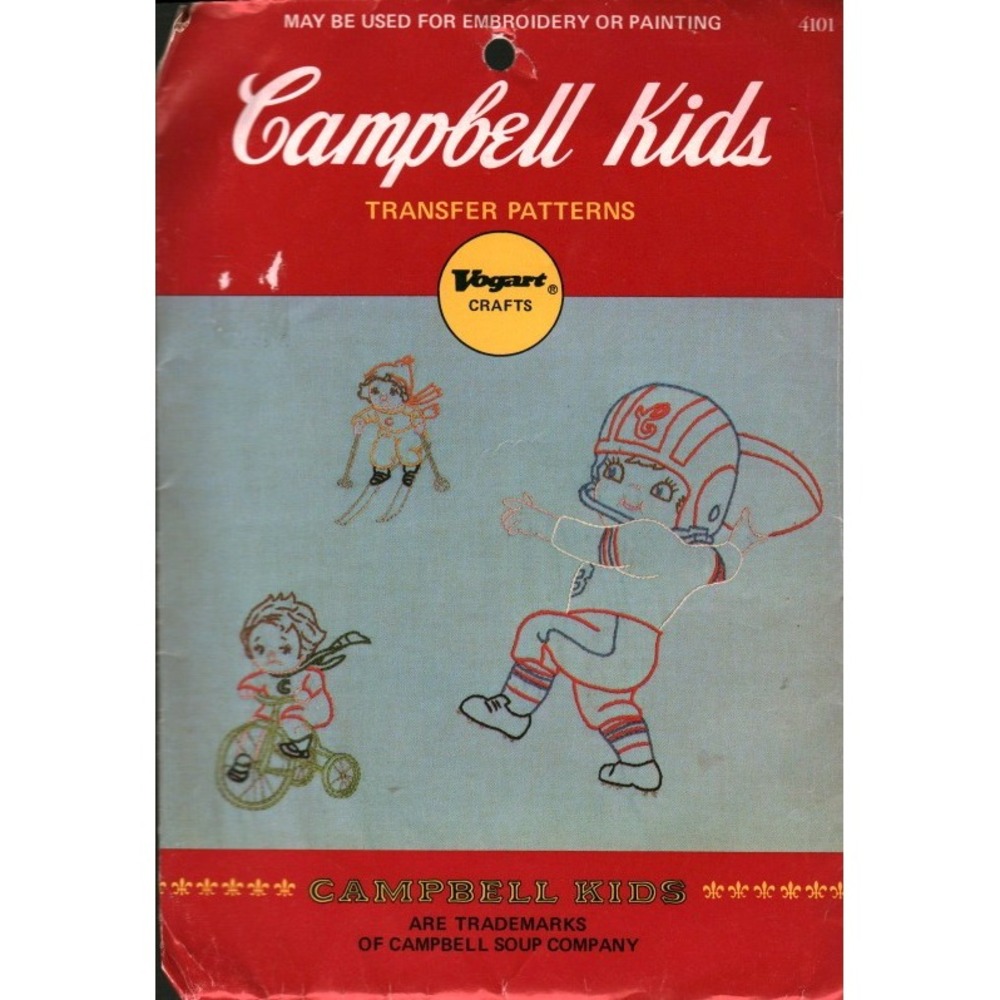 Vintage Vogart Crafts 4101 Campbell Kids Embroidery Transfer Patterns Retro